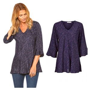 Masai Violet Spot Print quarter sleeve top Sz S
